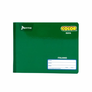 Cuaderno Cosido Italiano Raya Norma Color Verde 100 Hojas