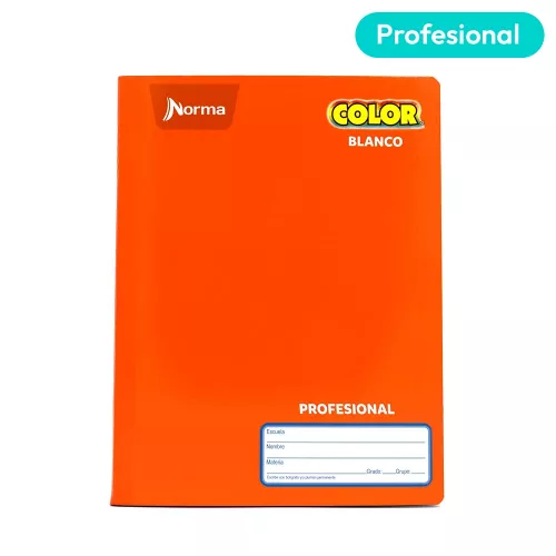 Cuaderno Cosido Profesional Blanco Norma Color Anaranjado 100 Hojas