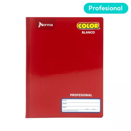 Cuaderno Cosido Profesional Blanco Norma Color Rojo 100 Hojas