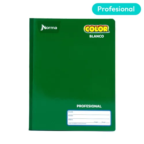 Cuaderno Cosido Profesional Blanco Norma Color Verde 100 Hojas