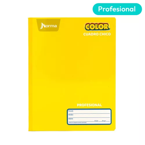 Cuaderno Cosido Profesional Cuadro Chico Norma Color Amarillo 100 Hojas