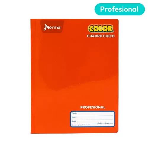 Cuaderno Cosido Profesional Cuadro Chico Norma Color Anaranjado 100 Hojas