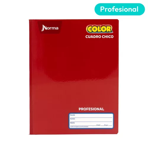 Cuaderno Cosido Profesional Cuadro Chico Norma Color Rojo 100 Hojas