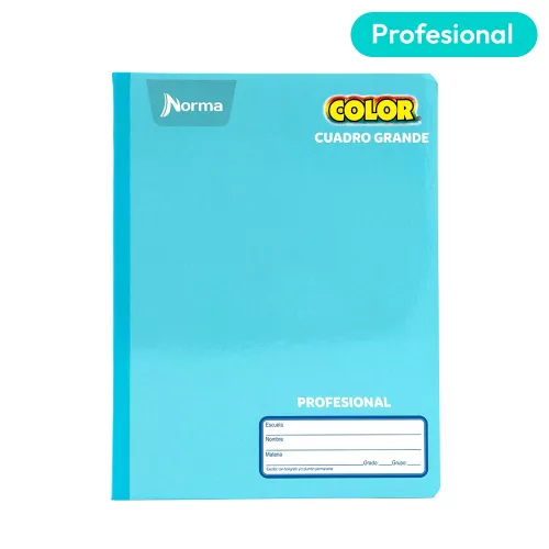Cuaderno Cosido Profesional Cuadro Grande Norma Color Azul claro 100 Hojas