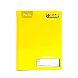Cuaderno Cosido Profesional Doble Raya Norma Color Amarillo 100 Hojas