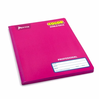 Cuaderno Cosido Profesional Doble Raya Norma Color Fucsia 100 Hojas