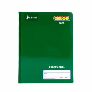 Cuaderno Cosido Profesional Raya Norma Color Verde 100 Hojas