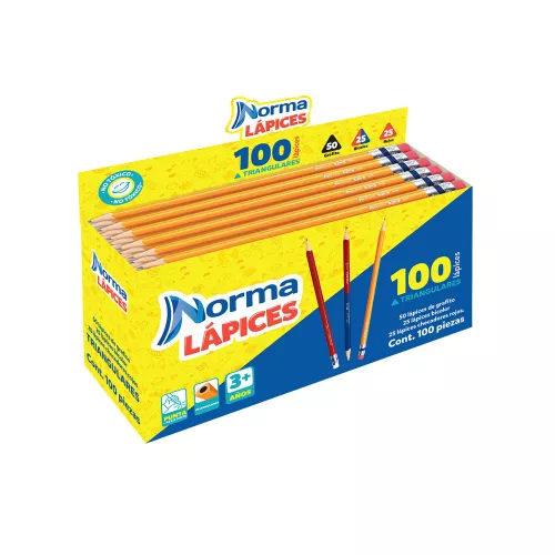 Dispensador de Lápices 2HB 100 pzs. (50 Grafitos, 25 Checadores Rojos y 25 Bicolores)
