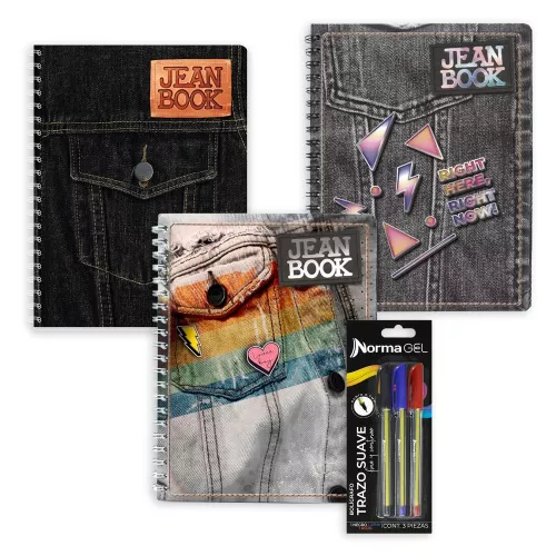 Kit de cuadernos Jean Book C5 + Boligrafos