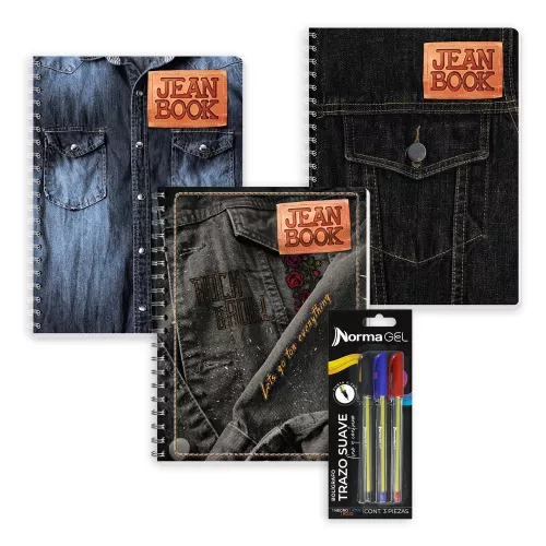 Kit de cuadernos Jean Book C7 + Boligrafos