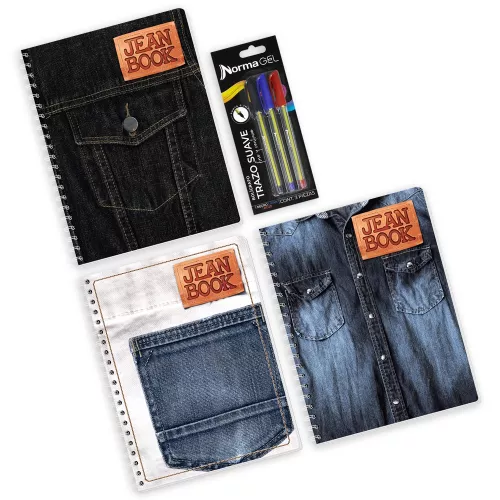 Kit de cuadernos Jean Book raya + Boligrafos