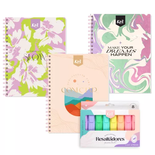 Kit de cuadernos kiut C5 + resaltadores