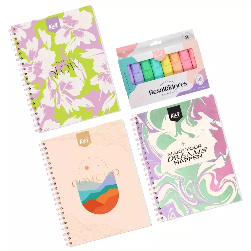 Kit de cuadernos kiut C5 + resaltadores