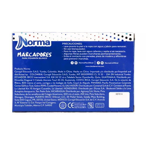 Marcadores Azules para Pizarron Norma 10 unidades