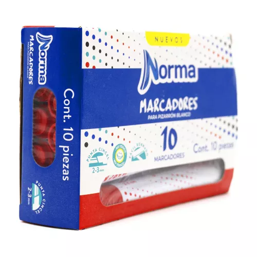 Marcadores Rojos para Pizarron Norma 10 unidades