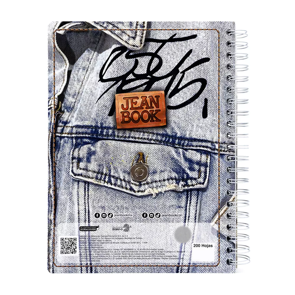Cuaderno Argollado Profesional Cuadro Grande Jean Book Lets go for everything 200 Hojas