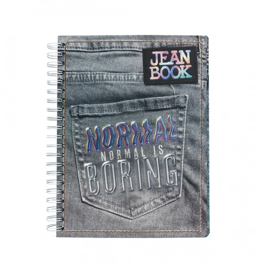 Cuaderno Argollado Profesional Cuadro Grande Jean Book Normal is boring 200 Hojas