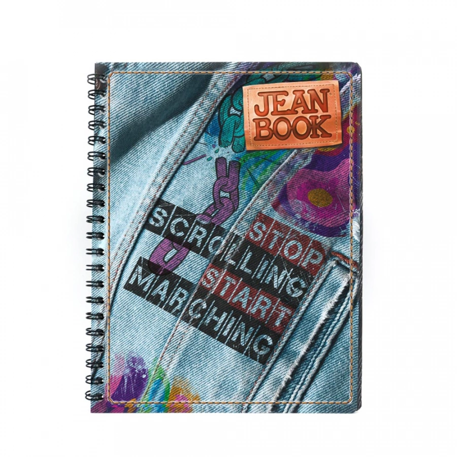 Cuaderno Argollado Profesional Cuadro Grande Jean Book Stop scrolling 100 Hojas