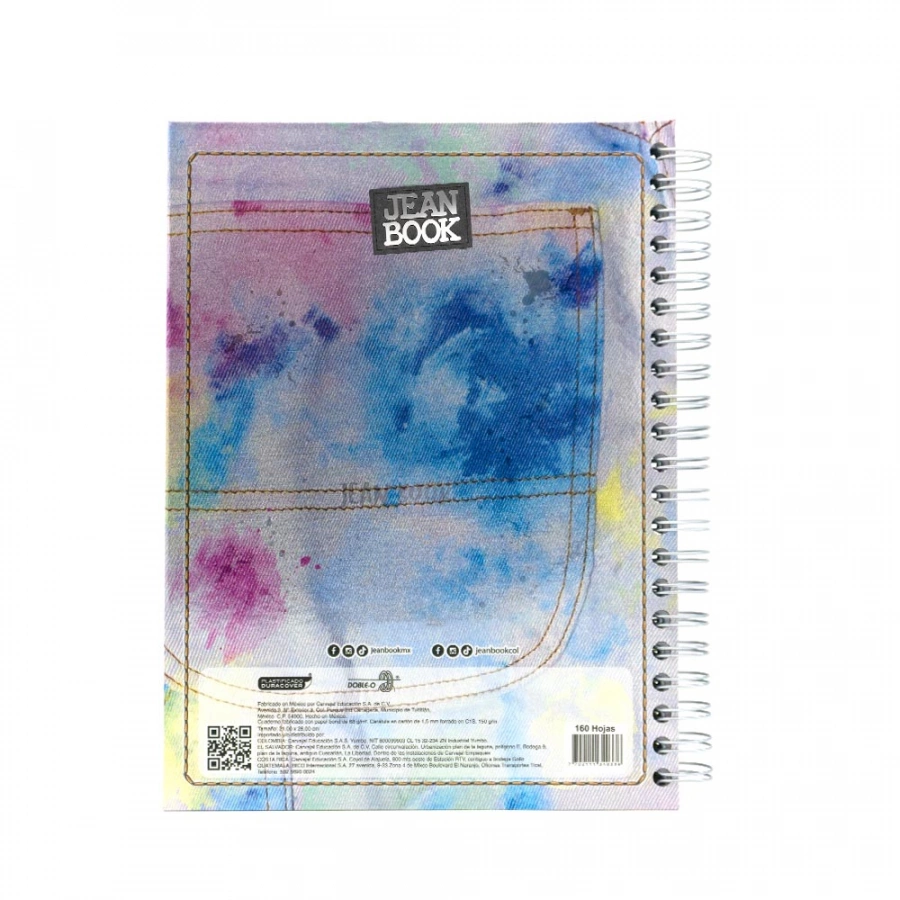Cuaderno Argollado Profesional Raya Jean Book Dye 160 Hojas
