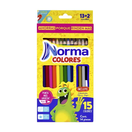 Caja de Colores Norma Largos Tradicionales 13+2 Und