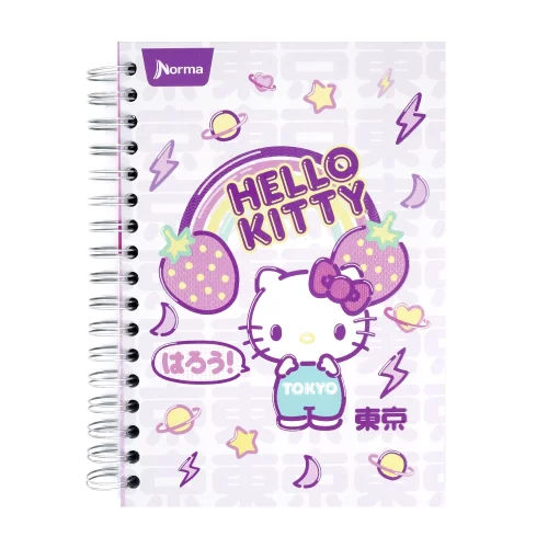 Libreta Argollada Durabook Hello Kitty  150 Hojas Lineas 6 Materias  - Arcoiris