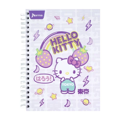 Libreta Argollada Durabook Hello Kitty Grande 150 Hojas Lineas 6 Materias  - Arcoiris