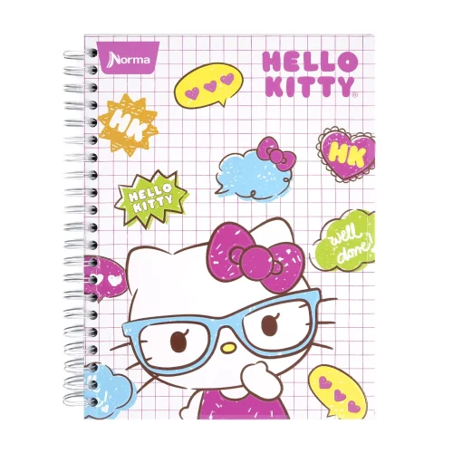 Libreta Argollada Durabook Hello Kitty Grande 150 Hojas Lineas 6 Materias  - Burbujas