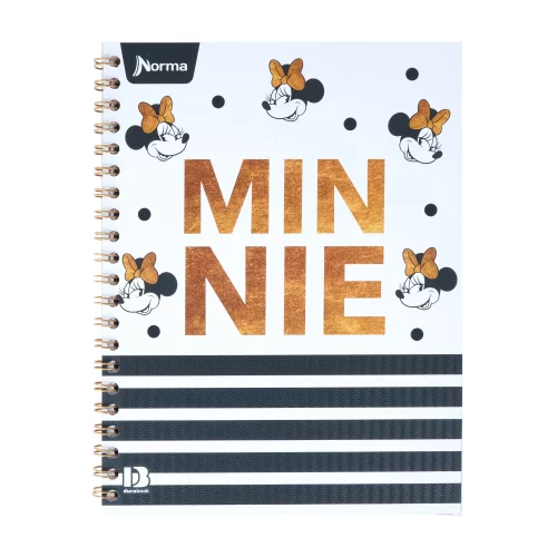 Libreta Argollada Durabook Mickey-Minnie Grande 100 Hojas Linea 4 Materias  - Minnie Rayas