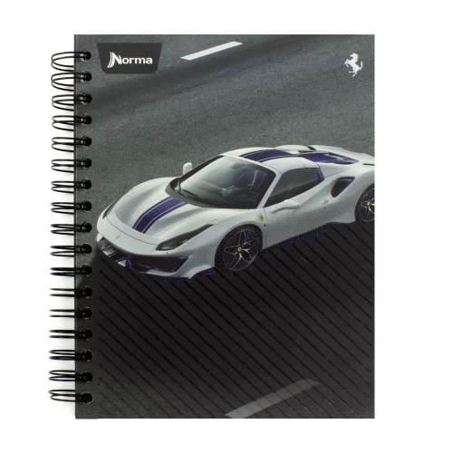 Libreta Argollada Tapa Dura  4 Materias 100 Hojas 1 Linea Ferrari - 458 Blanco