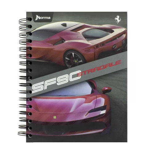 Libreta Argollada Tapa Dura  4 Materias 100 Hojas 1 Linea Ferrari - Sf90 Stradale