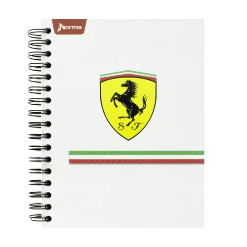 Libreta Argollada Tapa Dura  6 Materias 150 Hojas 1 Linea Ferrari - Logo Blanco