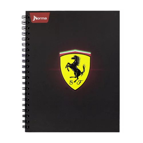 Libreta Argollada Tapa Dura  80 Hojas 1 Linea Ferrari - Logo Fondo