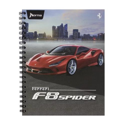 Libreta Argollada Tapa Dura Grande 6 Materias 150 Hojas 1 Linea Ferrari - F8 Spider