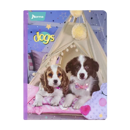 Libreta Cosida Dogs-Cats  100 Hojas   Cuadriculado  - 5 Tipi Crema