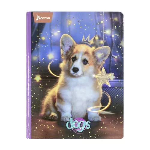 Libreta Cosida Dogs-Cats  100 Hojas   Cuadriculado  - 8 Corgi Corona