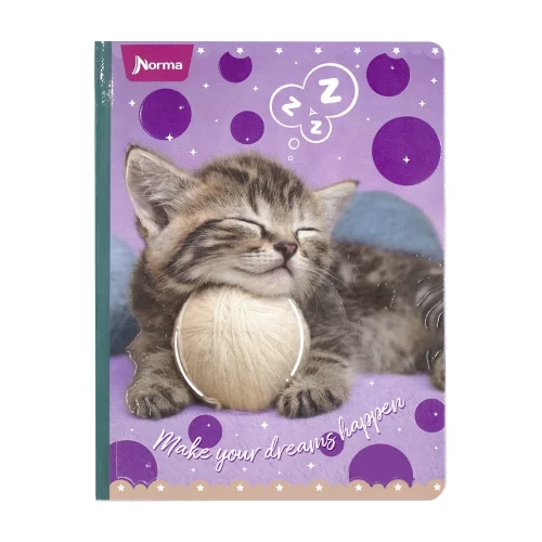 Libreta Cosida Dogs-Cats  100 Hojas   Doble Linea  - 9 Dreams Happen