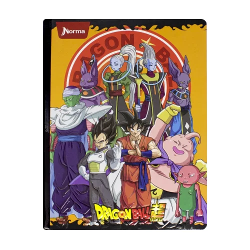 Libreta Cosida Dragon Ball  100 Hojas   Doble Linea  - 8 Grupo Fondo Naranja