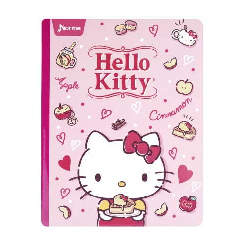 Libreta Cosida Hello Kitty    100 Hojas Cuadriculado  - Corazones