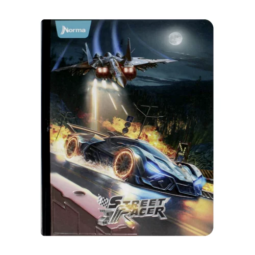 Libreta Cosida Street Racer  100 Hojas   Cuadriculado  - 10 Carro Azul Y Avion