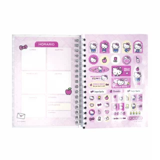 Libreta Argollada Durabook Hello Kitty  150 Hojas Lineas 6 Materias  - Arcoiris