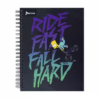 Libreta Argollada Durabook Simpsons Grande 150 Hojas 6 Materias Lineas  - Bart En Bicicleta