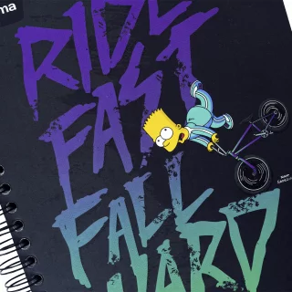 Libreta Argollada Durabook Simpsons Grande 150 Hojas 6 Materias Lineas  - Bart En Bicicleta