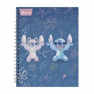 Libreta Argollada Durabook Stitch Grande 100 Hojas 4 Materias Linea  - Chillin