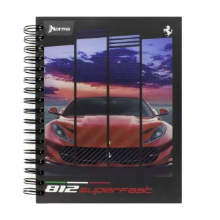 Libreta Argollada Tapa Dura  4 Materias 100 Hojas 1 Linea Ferrari - 812 Superfast