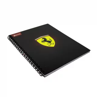 Libreta Argollada Tapa Dura  4 Materias 100 Hojas 1 Linea Ferrari - Logo Fondo Negro