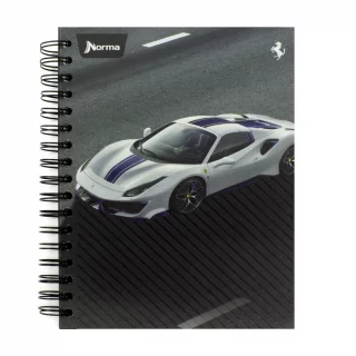 Libreta Argollada Tapa Dura  6 Materias 150 Hojas 1 Linea Ferrari - 458 Blanco