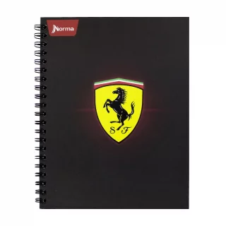 Libreta Argollada Tapa Dura  80 Hojas 1 Linea Ferrari - Logo Fondo