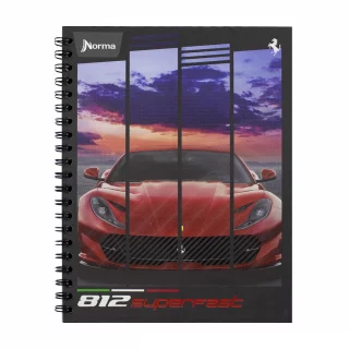 Libreta Argollada Tapa Dura Grande 80 Hojas Linea Corriente Ferrari - 812 Superfast