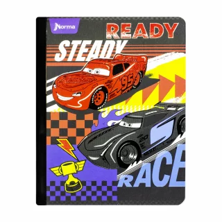 Libreta Cosida Cars  100 Hojas   Doble Linea  - 1 Steady