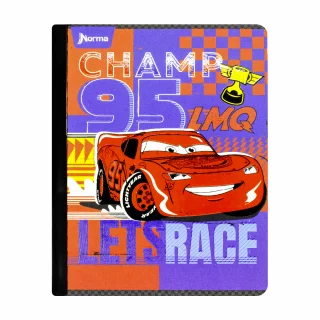 Libreta Cosida Cars  100 Hojas   Doble Linea  - 4 Champ